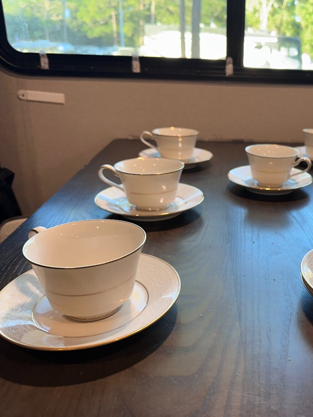 Noritake Tulane #7562 (7) Tea Cups & (8) Tea Cup Saucers
